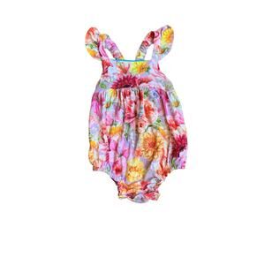 Posh Peanut Bamboo Floral Bubble Romper